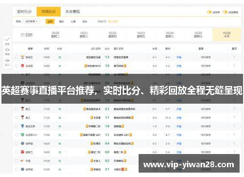 英超赛事直播平台推荐，实时比分、精彩回放全程无缝呈现