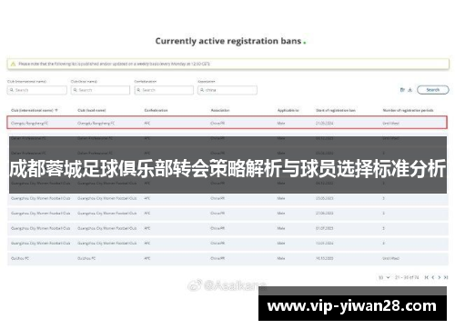 成都蓉城足球俱乐部转会策略解析与球员选择标准分析